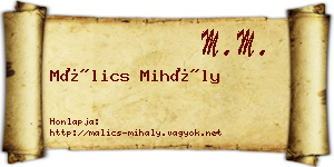 Málics Mihály névjegykártya